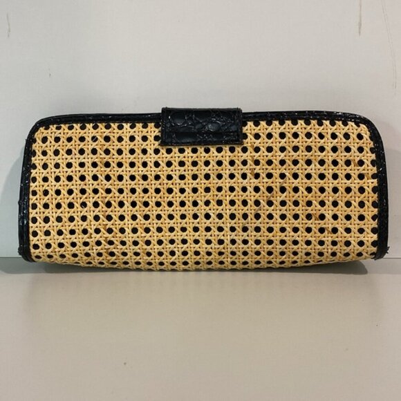 Beige woven rattan clutch bag - Picture 3 of 10